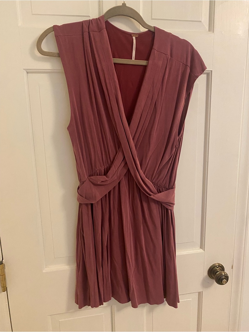 Free People Rose Mauve Sleeveless Wrap-Front Mini Dress